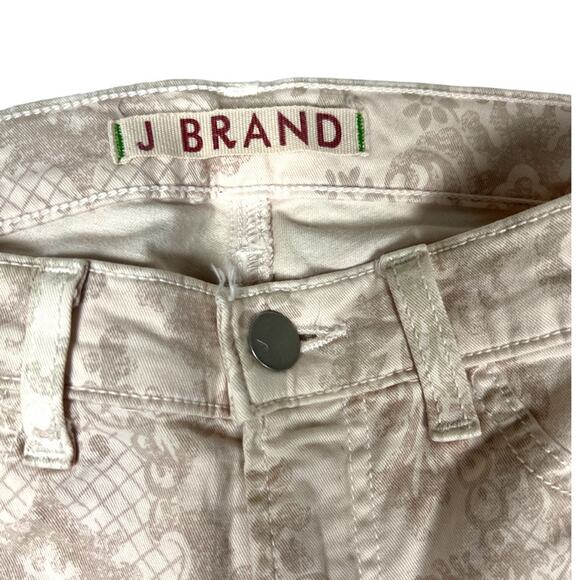 J Brand Capri Romantic Skinny Pants Cream Tan Damask Printed Stretch Women's 25 - Picture 9 of 11
